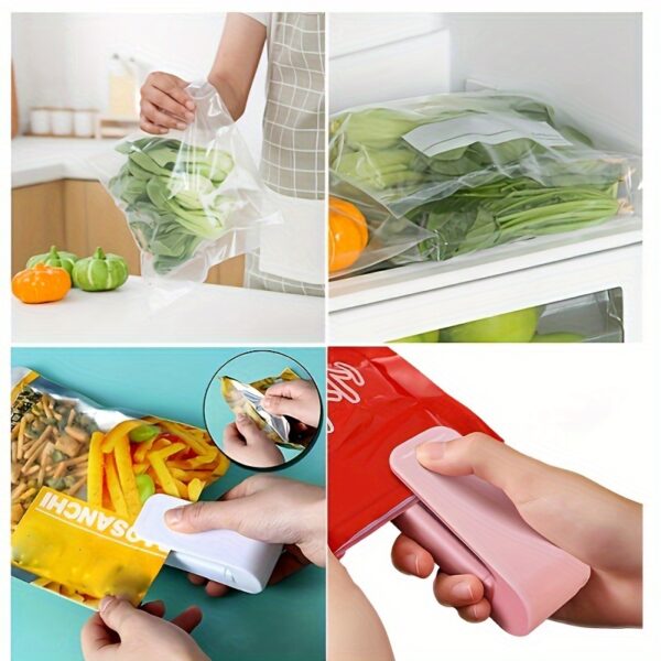 1pc Mini Handheld Snack Sealer – Compact ABS Plastic Bag Sealer for Freshness, Easy-to-Use Kitchen Gadget in White/Pink, Battery Operated (AA Batteries Not Included), Mini Bag Sealer - Image 24