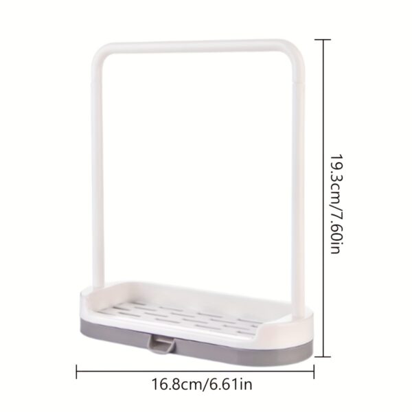 1pc Grey Kitchen Sink Rack Tray Organizer Stand, Kitchen Countertop Rust Proof Sink Accessories, for Sponge, Dish Cloth, Rag, Brush, Scrubber Storage Holder., Kitchen Sink Accessories - Image 8