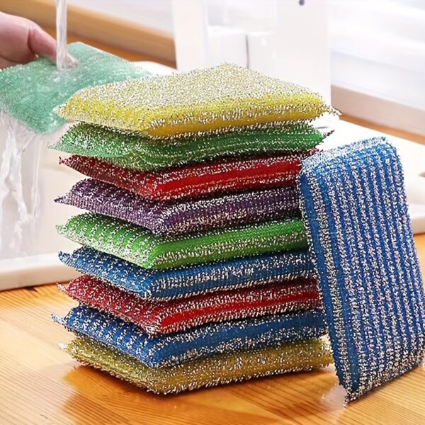 4pcs, Kitchen Dishwashing Sponge, Does Not Hurt Pot Brush Pot Artifact, Household Double-sided Cleaning Sponge Wipe, Scouring Pad, Kitchen Scrub Sponge, Cleaning Supplies, Cleaning Tool, Back To School Supplies - Image 2