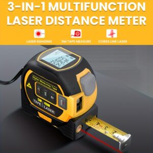 MIGPRC High-Precision Laser Rangefinder & Steel Tape Measure - Non-Waterproof, Alkaline Battery Powered