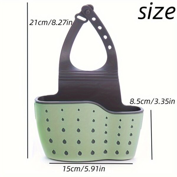 Adjustable Snap-On Sink Organizer - White Plastic Hanging Drain Basket for Sponges & Gadgets, Perfect for Kitchen & Bathroom, No Power Needed, Sponge Holder for Kitchen Sin - Image 5