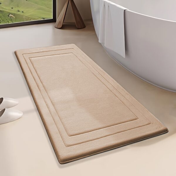 1pc Vintage-Inspired Memory Foam Bath Mat - Non-Slip, Absorbent, Cushioned Floor Mat for Kitchen, Bathroom, Bedroom, Laundry Room - Rectangular Polyester Blend Area Rug with Geometric Pattern, Perfect Gift for Women, Mom, Daughter, Bathroom Mat | Vintagei - Image 9