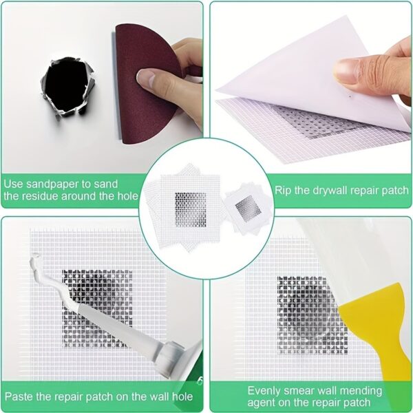 2/4/6/8 Inch Wall Repair Patches, Drywall Repair Tools, Self-Adhesive Fiber Mesh for Fixing Holes in Drywall And Ceilings, Suitable for Securing Cracks in Ceilings And Walls, Easy to Install. - Image 12