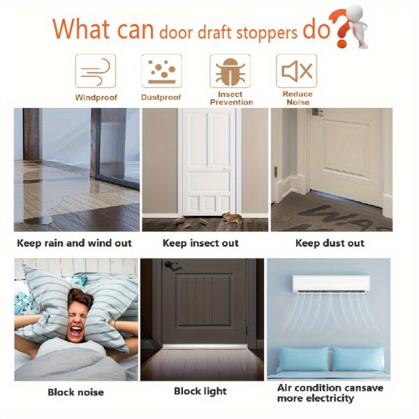 1pc Premium Silicone Under Door Draft Stopper - Effective Noise Blocker, Insulator, and Weather Stripping with Strong Adhesive - 39" Length for Energy Efficiency and Comfort - Image 9