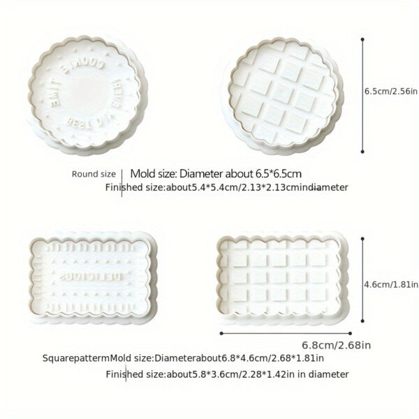 3D Waffle Cookie Cutter Set - Exquisite Design, Clear Texture, Embossed Biscuit Stamps for Fondant & Sugar Craft, Plastic Baking Tools with Detailed Patterns, Perfect for Gummy & Dough Decorations, Baking Essentials | Playful Design | Detailed Patterns, C - Image 5