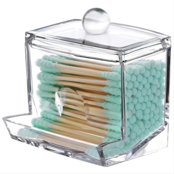 1pc Cotton Swab Holder Cotton Ball Dispenser Organizer Clear Bathroom Storage Containers - Image 5
