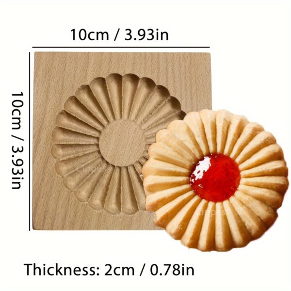 Cippes Wooden Cookie Cutter Mold, 3D Heart Daisy Snow Patterns, DIY Biscuit Stamp for Pastry, Embossing Craft Decorating Baking Tool, Ideal for Thanksgiving, Christmas, Valentine'S Day, Mother'S Day - Image 8