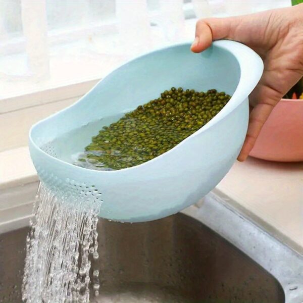[Food-Safe Basket] 1pc Food-Safe Plastic Multi-Functional Kitchen Washing Basket Basin | Efficient Draining, Rinsing Rice, Vegetables & Fruits - Space-Saving Design for Small Kitchens & Dishwashing - Image 9