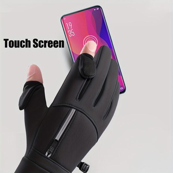 1pair Winter Windproof Waterproof Touch Screen Warm Gloves, For Outdoor Cycling, Fishing, Running, Skiing Christmas Gift - Image 5