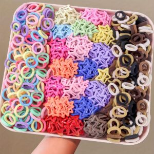 220pcs Colorful Star-Shaped Hair Ties Set, Cute Minimalist Fabric Hair Bands, Fashionable Hair Accessories for Women, Perfect for Daily Use and New Year Festivities