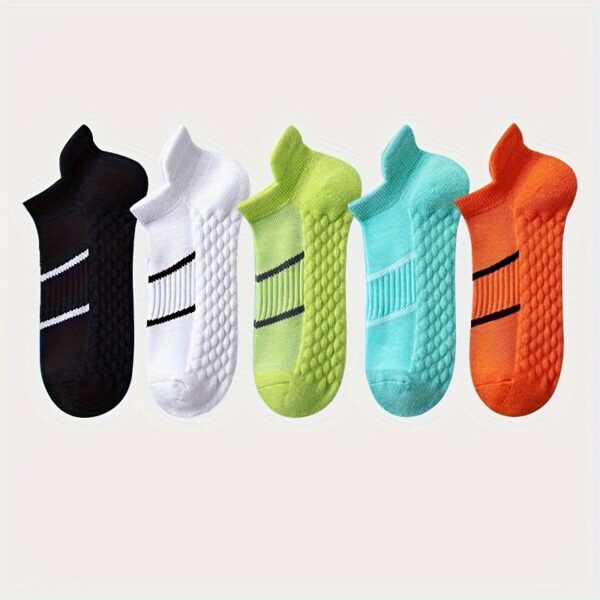 5pairs Men's Professional Sports Socks, Summer Thin Mesh Breathable Sweat-absorbing Anti-odor Ear Lifting Heel Guard Short Socks - Image 9
