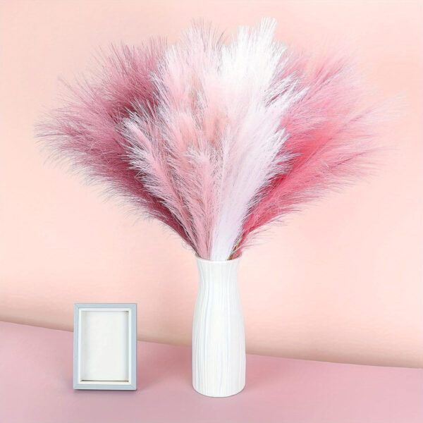 21pcs Boho Chic Artificial Pampas Grass - Soft Pink & White Faux Reed Feathers for Vase Arrangements, Perfect for Home, Wedding, and Farmhouse Decor, 55.88cm Tall Adjustable Stems, Flower Decor