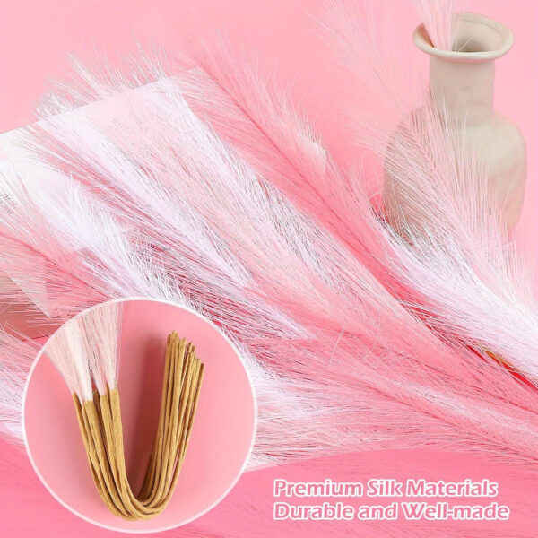 21pcs Boho Chic Artificial Pampas Grass - Soft Pink & White Faux Reed Feathers for Vase Arrangements, Perfect for Home, Wedding, and Farmhouse Decor, 55.88cm Tall Adjustable Stems, Flower Decor - Image 23