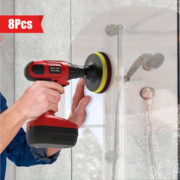 8PCS Power Drill Scrubber Brush Tile Cleaning Kit with Sanding Sponges, Green 180-240 Grits and Red 320-400 Grits - Bathroom Floor Tub Polishing Pads Home Cleaning Tools Set. - Image 10