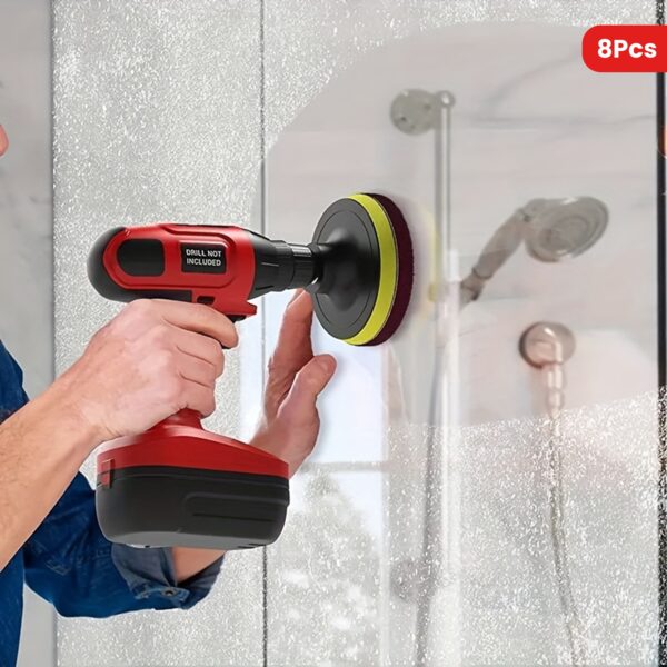 8PCS Power Drill Scrubber Brush Tile Cleaning Kit with Sanding Sponges, Green 180-240 Grits and Red 320-400 Grits - Bathroom Floor Tub Polishing Pads Home Cleaning Tools Set. - Image 16
