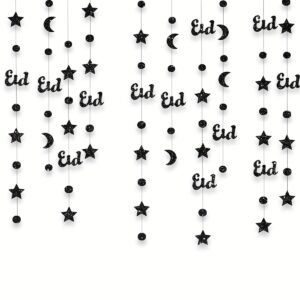 1set contemporary eid hanging decoration pull banner, 3 meter, paper star moon alphabet, with finished set, for wedding, birthday, ramadan party scene setting - home & kitchen - Temu United Kingdom - Color : 1Set Black Letters