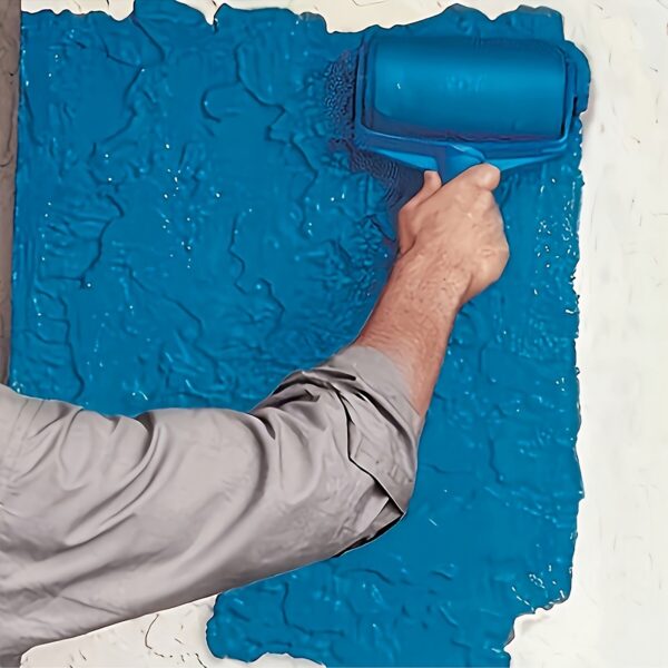 1pc Multifunctional Sponge Paint Roller Brush with Telescopic Handle – Thick, Durable Plastic Fiber Bristles for Effortless Wall Painting, No Dead Angle Coverage, Blue & White Design - Image 6