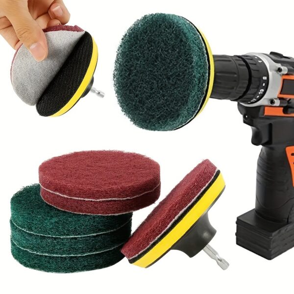 8PCS Power Drill Scrubber Brush Tile Cleaning Kit with Sanding Sponges, Green 180-240 Grits and Red 320-400 Grits - Bathroom Floor Tub Polishing Pads Home Cleaning Tools Set. - Image 8