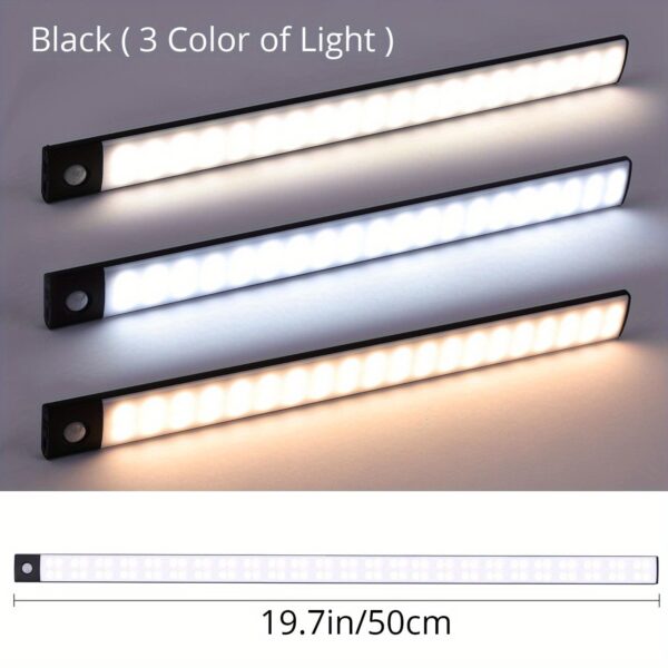 1pc KATHYLIGHT LED Motion Sensor Cabinet Light, Brushed Metal Strip Sconce with Voice Control, Wireless Magnetic USB Rechargeable, Auto-shut-off, Detachable Fixture, Plastic Shade, for Wardrobe, Closet, Kitchen, Stairs, Corridor, Shelf - 800mAh Lithium Ba - Image 5