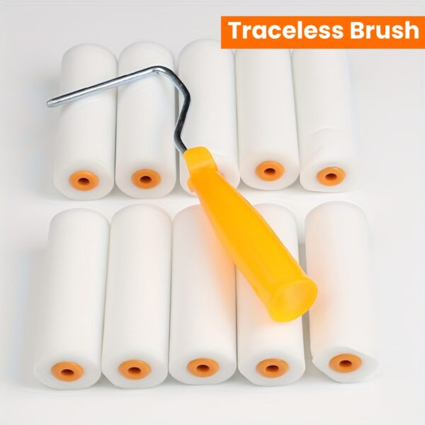 10/20pcs 4 Inch Water-based Paint Latex Paint Roller Brush Set, 10 Sponge Heads, 1 Bracket, Embossed Small Thumb Traceless Brush - Image 14