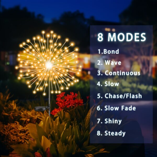 8 Lighting Modes Outdoor Solar LED Smart Lights, Solar Festival Viewing Decorative Lights for Garden Pathway and Patio Villa Illumination - Image 8