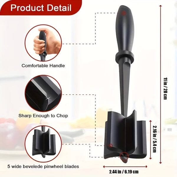 1pc ABERZEY Heat Resistant Plastic Meat Chopper - Manual Hamburger Meat Shredder, Beef Grinder for Crafting Burgers, Turkey & More - No Electricity Needed - Image 3