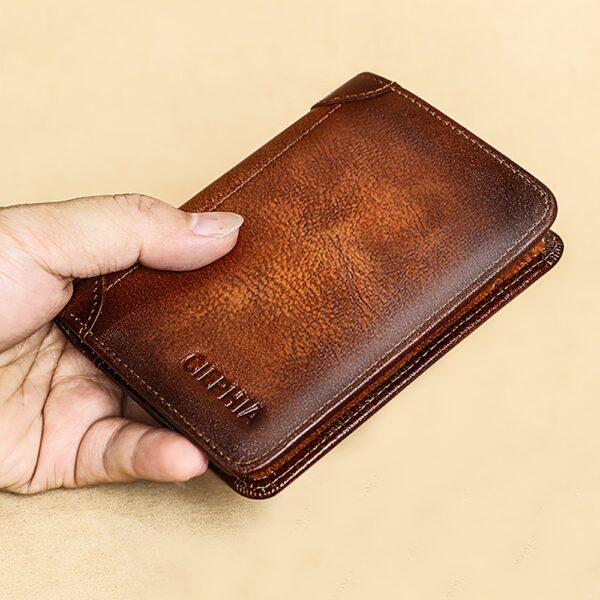 1pc CIEPHIA Vintage Genuine Leather RFID Blocking Wallet for Men - Slim, Multi-Functional ID & Credit Card Holder, Deep Brown with Embossed Logo, Ideal Gift for Valentine's Day - Image 23