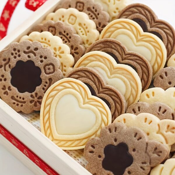 4pcs/Set Fruit Jam Sandwich Cookie Cutter Mold Valentine's Day Love Flower Biscuit Stamp Embossers Pressed Kitchen Accessories back to school - Image 9