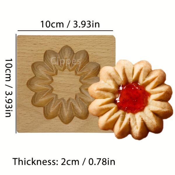 Cippes Wooden Cookie Cutter Mold, 3D Heart Daisy Snow Patterns, DIY Biscuit Stamp for Pastry, Embossing Craft Decorating Baking Tool, Ideal for Thanksgiving, Christmas, Valentine'S Day, Mother'S Day - Image 10
