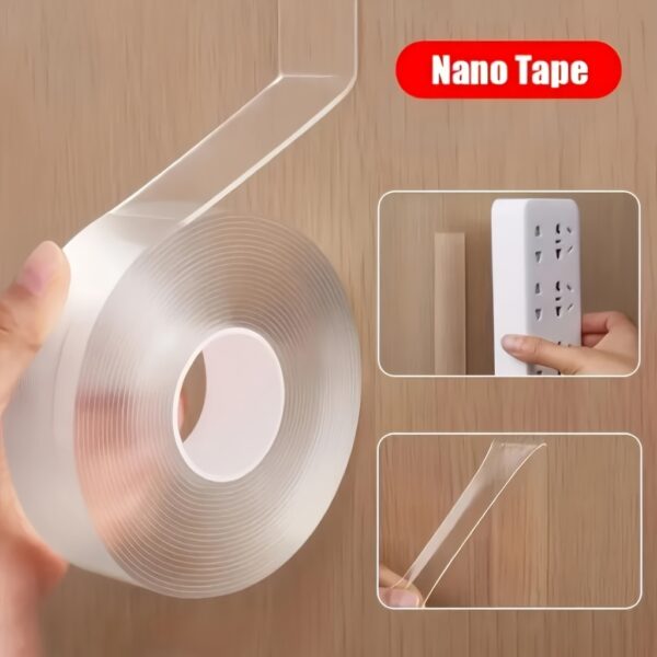 [Double-Sided Tape for Multi-Purpose Use] Reusable & Washable Nano Double-Sided Tape - Transparent, Multi-Purpose Adhesive for Home, Kitchen, Bathroom, Office & Car Use - Image 16