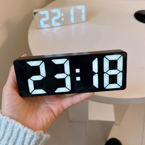 Modern LED Digital Clock with Adjustable Brightness, Date & Temperature Display - USB-Powered 12/24H Rectangular Bedroom Alarm Clock for Home Office Decor, Digital Display Clock | Contemporary Design | Durable Electronics, Alarm Clocks for Bedrooms