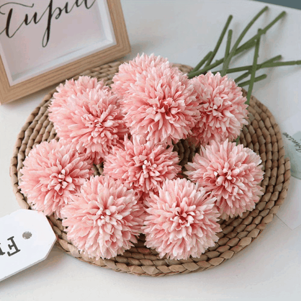 5pcs Glorious Chrysanthemum Ball Flowers Bouquet - Perfect for Home, Office, Coffee House, Parties, and Weddings - Artificial Flowers for Important People - Image 5
