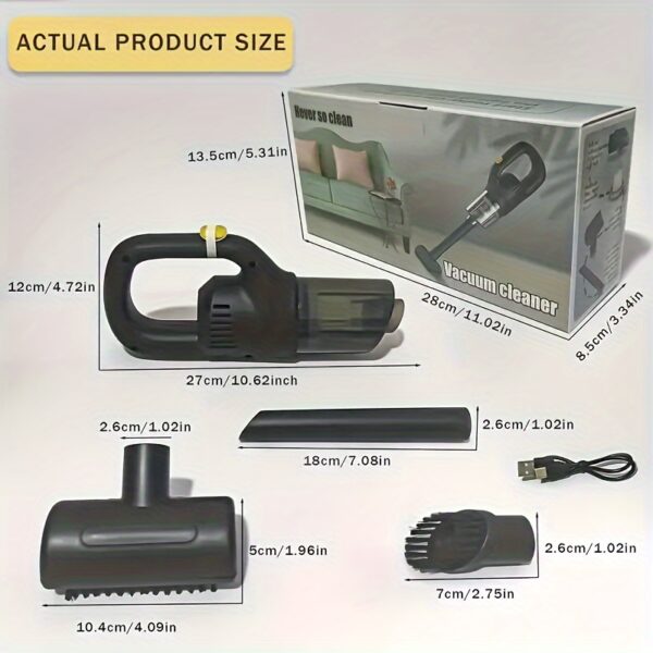 High-Suction Cordless Handheld Vacuum Cleaner - Rechargeable, Cyclonic Design for Home Use with USB Charging - Image 2