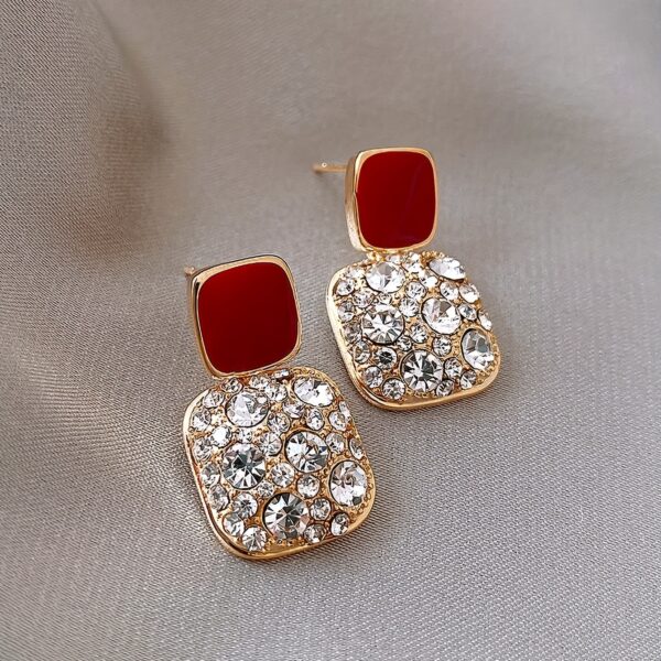 Square Shape Full Shiny Rhinestone Decor Dangle Earrings Luxury Elegant Style Alloy Jewelry Banquet Party Ear Ornaments - Image 10