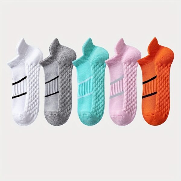 5pairs Men's Professional Sports Socks, Summer Thin Mesh Breathable Sweat-absorbing Anti-odor Ear Lifting Heel Guard Short Socks - Image 19