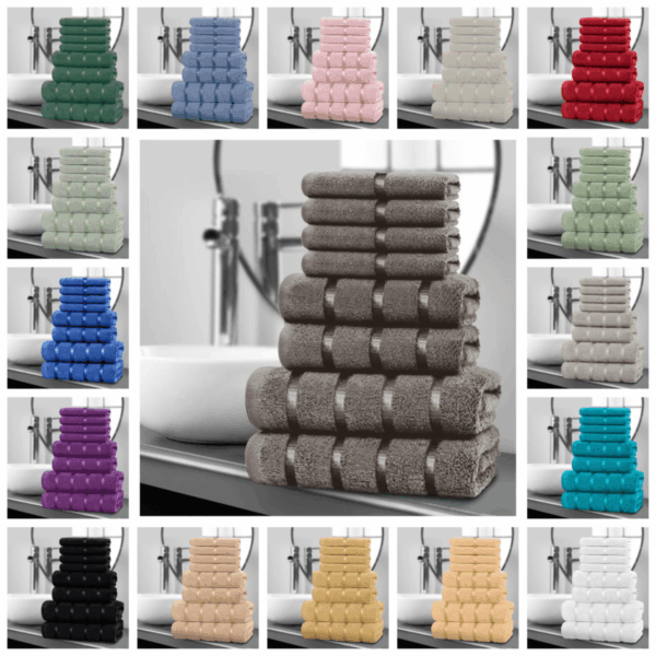 8pcs Egyptian Cotton Towel Set | Quick-Drying & Highly Absorbent | Includes 4 Face, 2 Hand, 2 Bath Towels | Sophisticated Boston Design | 15 Elegant Colours | Machine Washable - Image 18