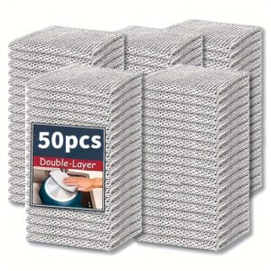 50pcs Modern Stainless Steel Kitchen Scrubber, Non-Scratch Metal Wire Cleaning Cloth, Reusable Dish Towels Suitable for Wet and Dry Dishes, Pots, Pans, Utensils, Kitchen Accessories, Ball Resistant
