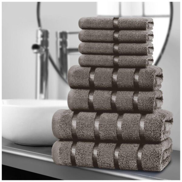 8pcs Egyptian Cotton Towel Set | Quick-Drying & Highly Absorbent | Includes 4 Face, 2 Hand, 2 Bath Towels | Sophisticated Boston Design | 15 Elegant Colours | Machine Washable - Image 6