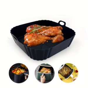 1pc, Silicone Air Fryer Liner, Foldable Baking Pan, Silicone Fryer Mat, Reusable Non-stick Air Fryer Silicone Basket, Round Heat Resistant Fryers Silicone Pot Liner For Air Fryer, Kitchen Accessories