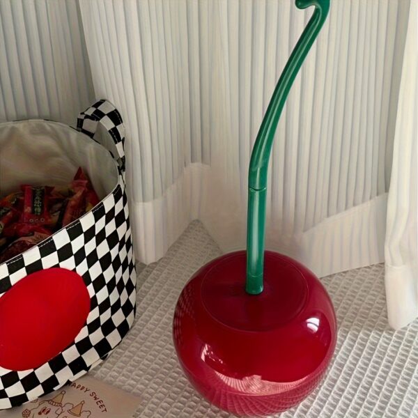 1-Set Cherry-Shaped Toilet Brush and Holder- Durable, Space-Saving Bathroom Cleaning Tool - Image 3