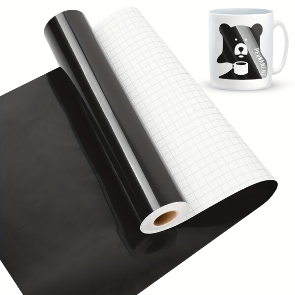 1 Roll Black Adhesive Vinyl, 12 Inch x 25 Feet, Paper Material, Permanent Adhesive for Crafts, Hole Punchers & Vinyl Cutter, Easy to Cut, Weed, Transfer & Apply, Waterproof & Strong Stickiness - Image 6