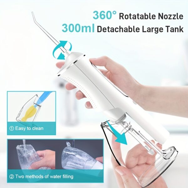 1pc Cordless Water Flosser for Teeth Cleaning, Portable Oral Irrigator with 4 Cleaning Modes, USB Rechargeable,, 1500mAh Lithium Battery, Travel-Friendly Dental Flosser - Image 8