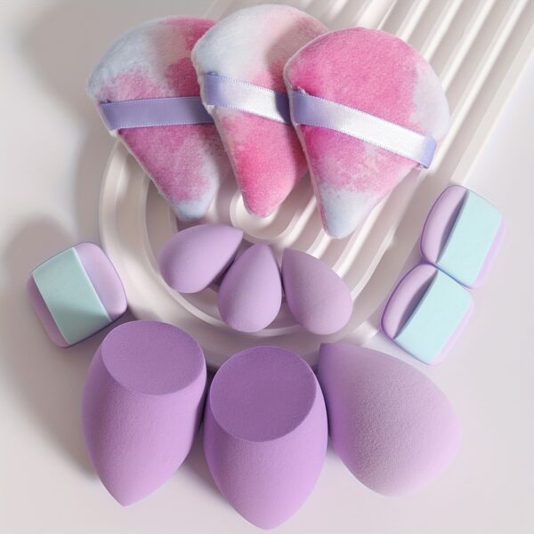 12pcs All-Purpose Makeup Sponge Set, Consisting of 3 Loose Powder Puffs, 3 Mini Air Cushion Puffs, 3 Beauty Eggs And 3 Mini Beauty Eggs. Foundation Blending Beauty Sponges, Liquid, Cream And Powder Flawless, Latex-Free Wet And Dry Foundation Makeup Cream, - Image 8