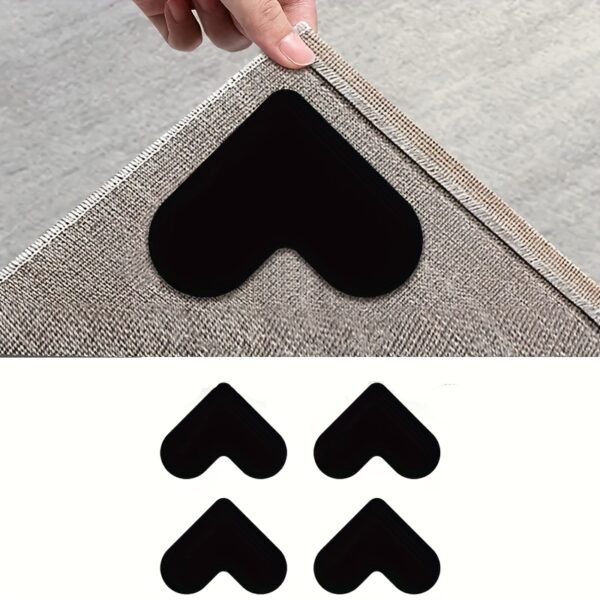 4/8pcs High-Quality Anti-Slip & Anti-Drilling Carpet Stickers for Living Room, Dining Room, Bathroom, Ceramic Tiles & Wooden Floors - Prevent Carpet Movement & Rolling - Novelty Plastic PE Material - Image 3