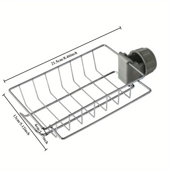 Stainless Steel Kitchen Sink Organizer Rack - Space-Saving Faucet Holder for Sponges, Soap, Towels, and Utensils with Easy Installation and Durable Construction - Image 6