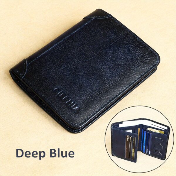 1pc CIEPHIA Vintage Genuine Leather RFID Blocking Wallet for Men - Slim, Multi-Functional ID & Credit Card Holder, Deep Brown with Embossed Logo, Ideal Gift for Valentine's Day - Image 29