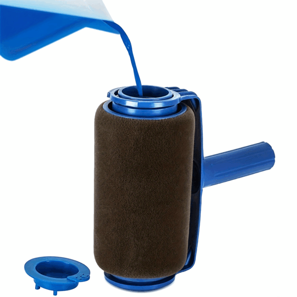 1pc Multifunctional Sponge Paint Roller Brush with Telescopic Handle – Thick, Durable Plastic Fiber Bristles for Effortless Wall Painting, No Dead Angle Coverage, Blue & White Design - Image 15