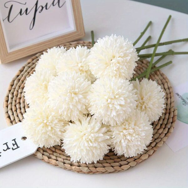 5pcs Glorious Chrysanthemum Ball Flowers Bouquet - Perfect for Home, Office, Coffee House, Parties, and Weddings - Artificial Flowers for Important People - Image 3