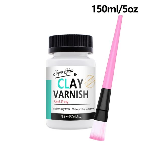 Clay Varnish with Brushes, Acrylic Varnish, Air Dry Clay Glaze, Glaze for air Dry Clay, Ceramics, Oil Painting, Wood, Waterproof, Preventing Crazing & Yellowing. - Image 3