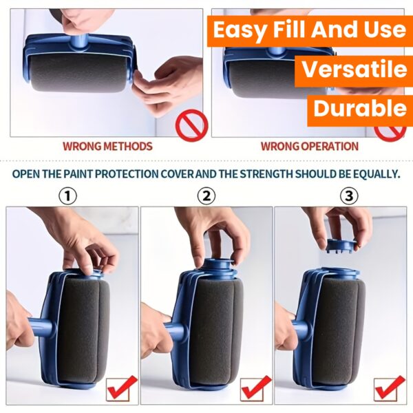 16.91oz Refillable Paint Roller Brush with Internal Storage - Durable Plastic Construction - Easy Fill and Use for Wall Painting, Touch Up, Art, Craft & Home Improvement - Image 14